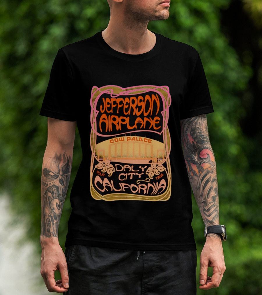 Jefferson Airplane Cow Palace Daly City California 1966 Tour Psychedelic T-Shirt