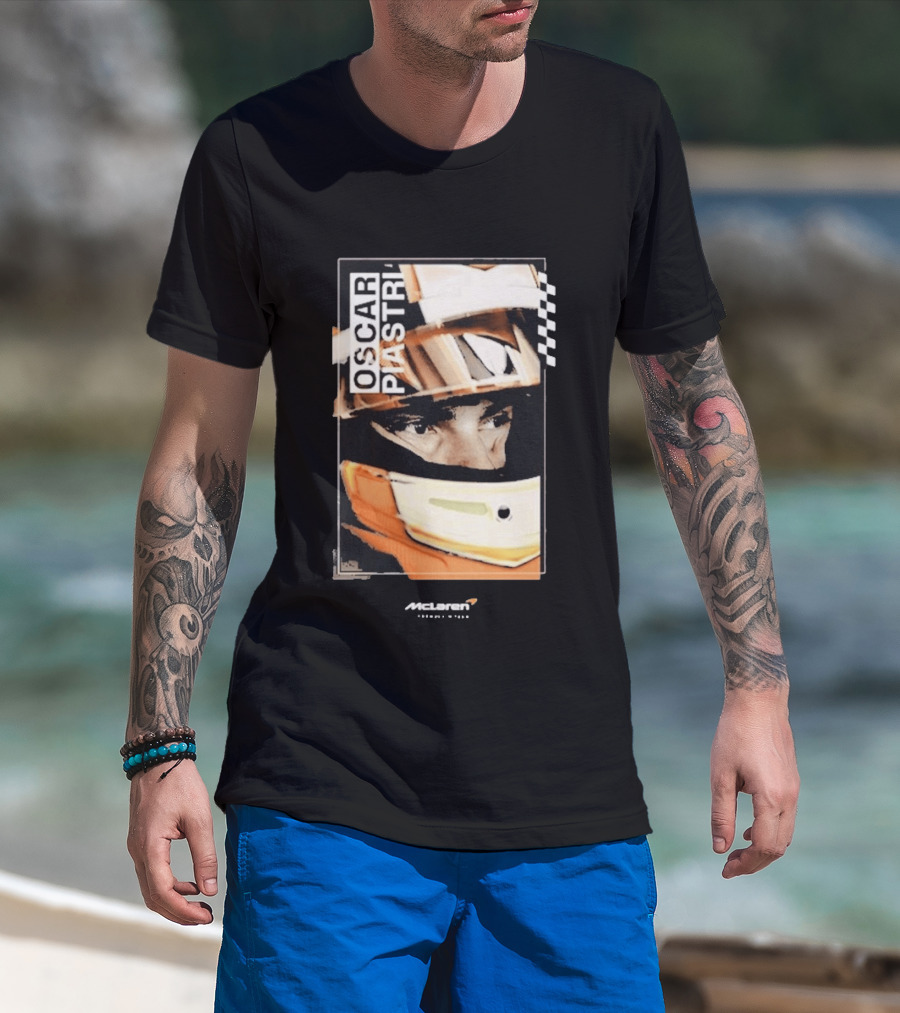 Oscar Piastri McLaren Driver Helmet Art Racing Fan T-Shirt