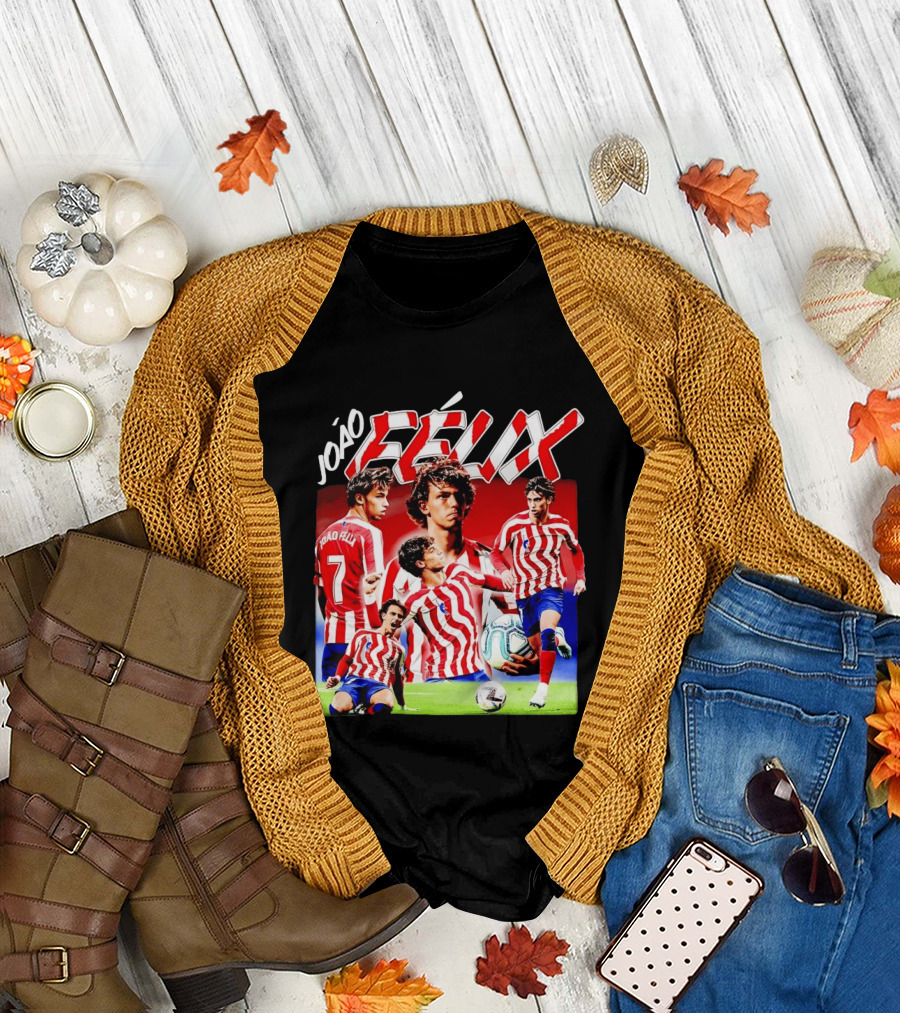 Joao Felix Atletico Madrid Number 7 Soccer Star Collage T-Shirt