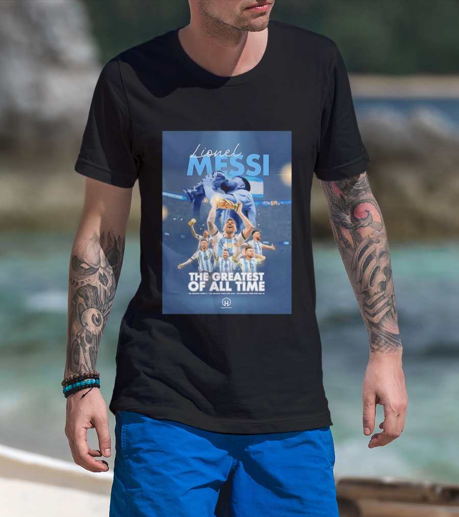 Lionel Messi The Greatest Of All Time Argentina Multi Photo Collage T-Shirt
