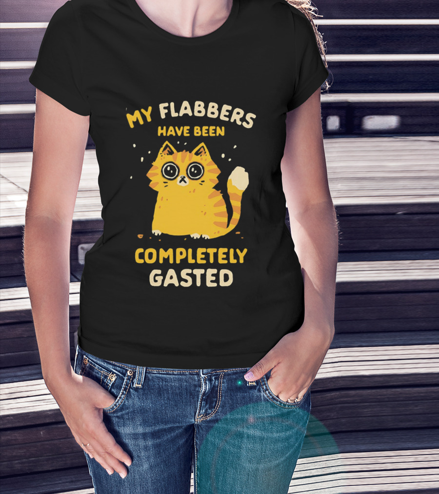 Shocked Cartoon Cat My Flabbers Have Been Completely Gasted T-Shirt