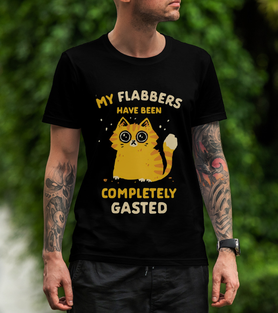 Shocked Cartoon Cat My Flabbers Have Been Completely Gasted T-Shirt