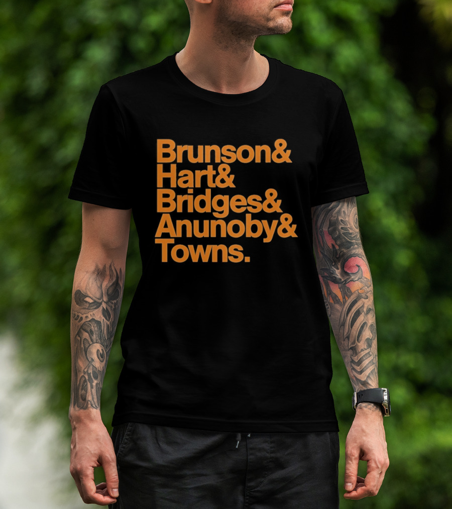 New York Knicks Brunson Hart Bridges Anunoby Towns Lineup T-Shirt