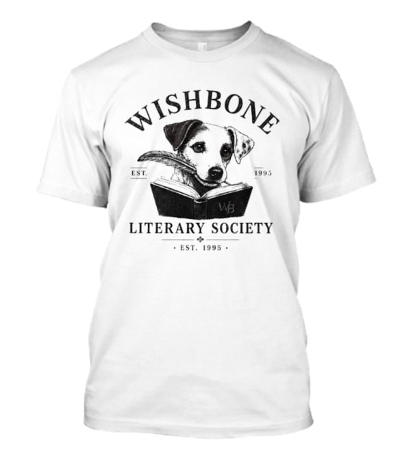 PBS Wishbone Literary Society Est 1995 Classic Dog Reading Book T-Shirt