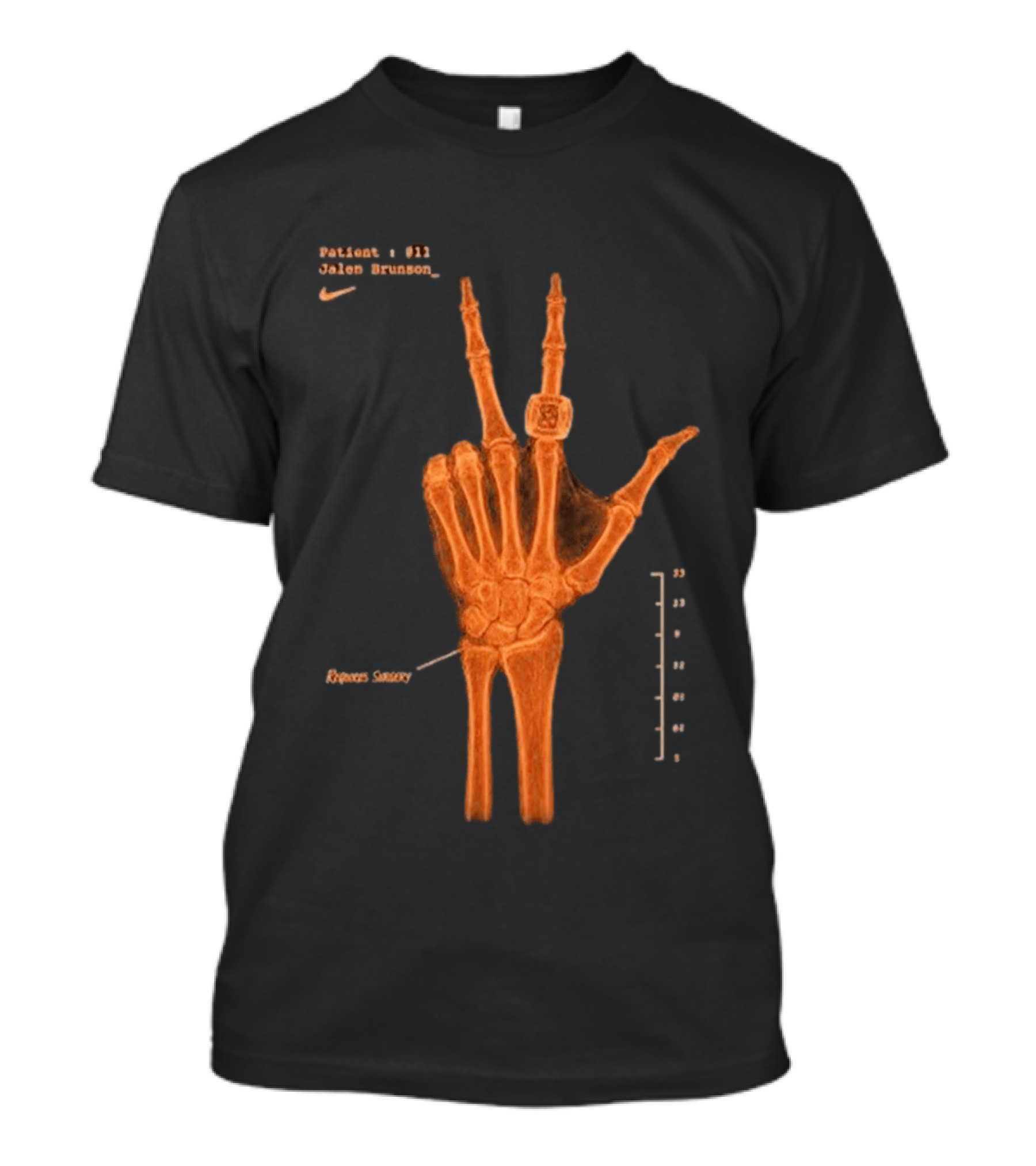 New York Knicks Jalen Brunson X Ray Nike 13 Wrist Surgery T-Shirt