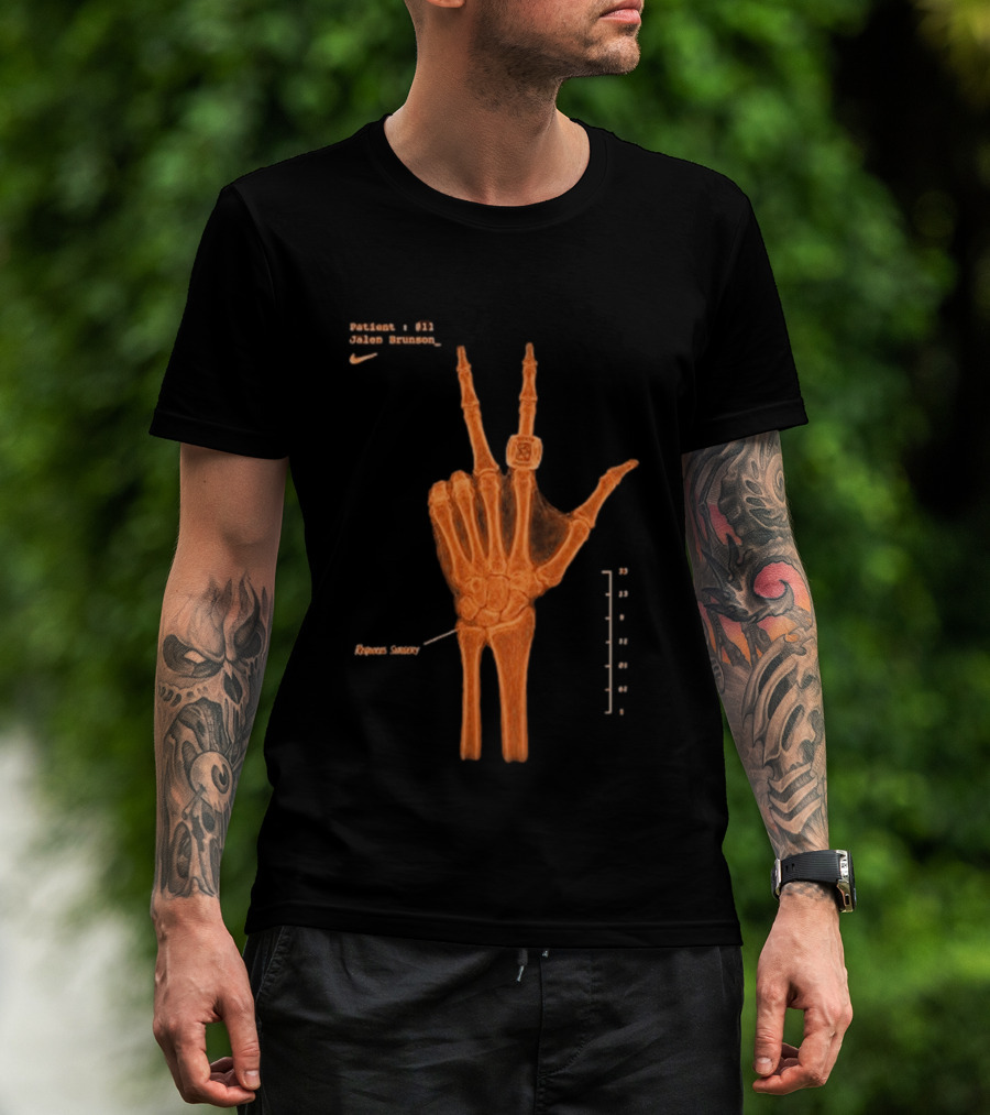 New York Knicks Jalen Brunson X Ray Nike 13 Wrist Surgery T-Shirt