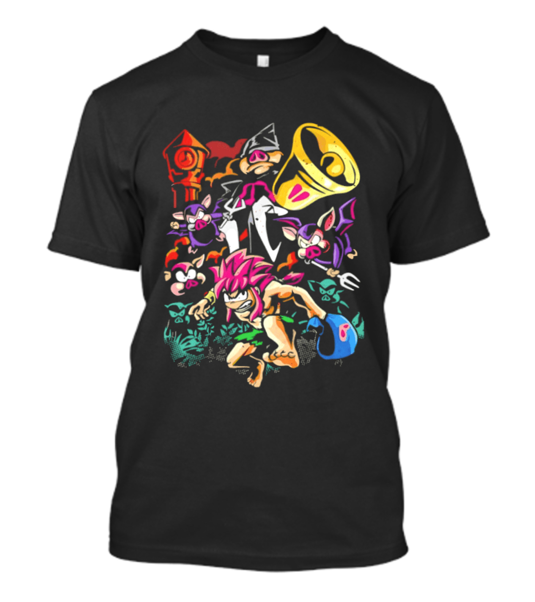 I Was Made For Biting You Pig Demon Tower Chrono Kid Bats And Horns T-Shirt