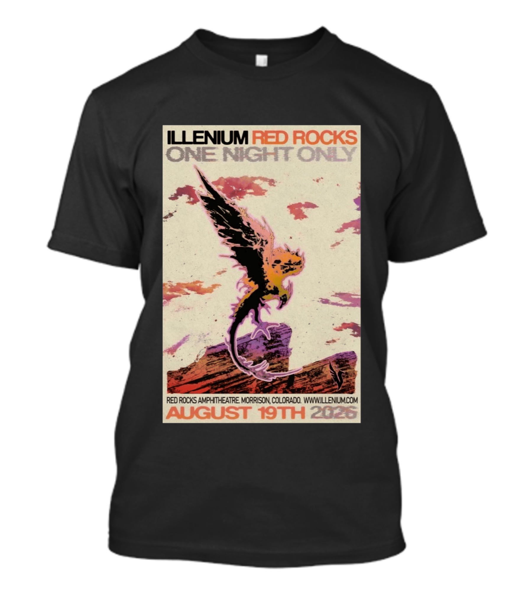 Illenium Red Rocks One Night Only August 19th 2026 Red Rocks Amphitheatre Morrison Colorado Www.illenium.com T-Shirt