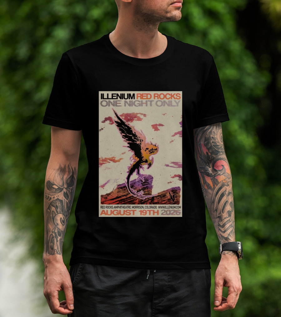 Illenium Red Rocks One Night Only August 19th 2026 Red Rocks Amphitheatre Morrison Colorado Www.illenium.com T-Shirt