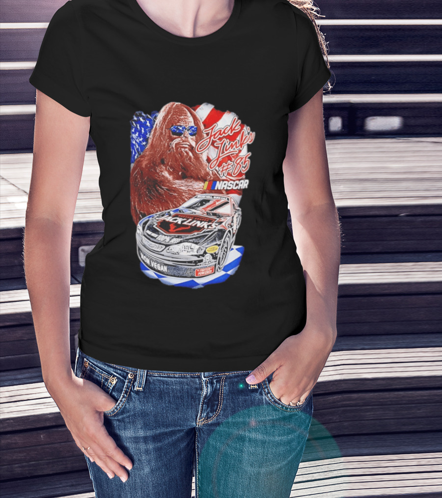 Jack Link's Bigfoot #85 NASCAR American Flag Non Vegan T-Shirt