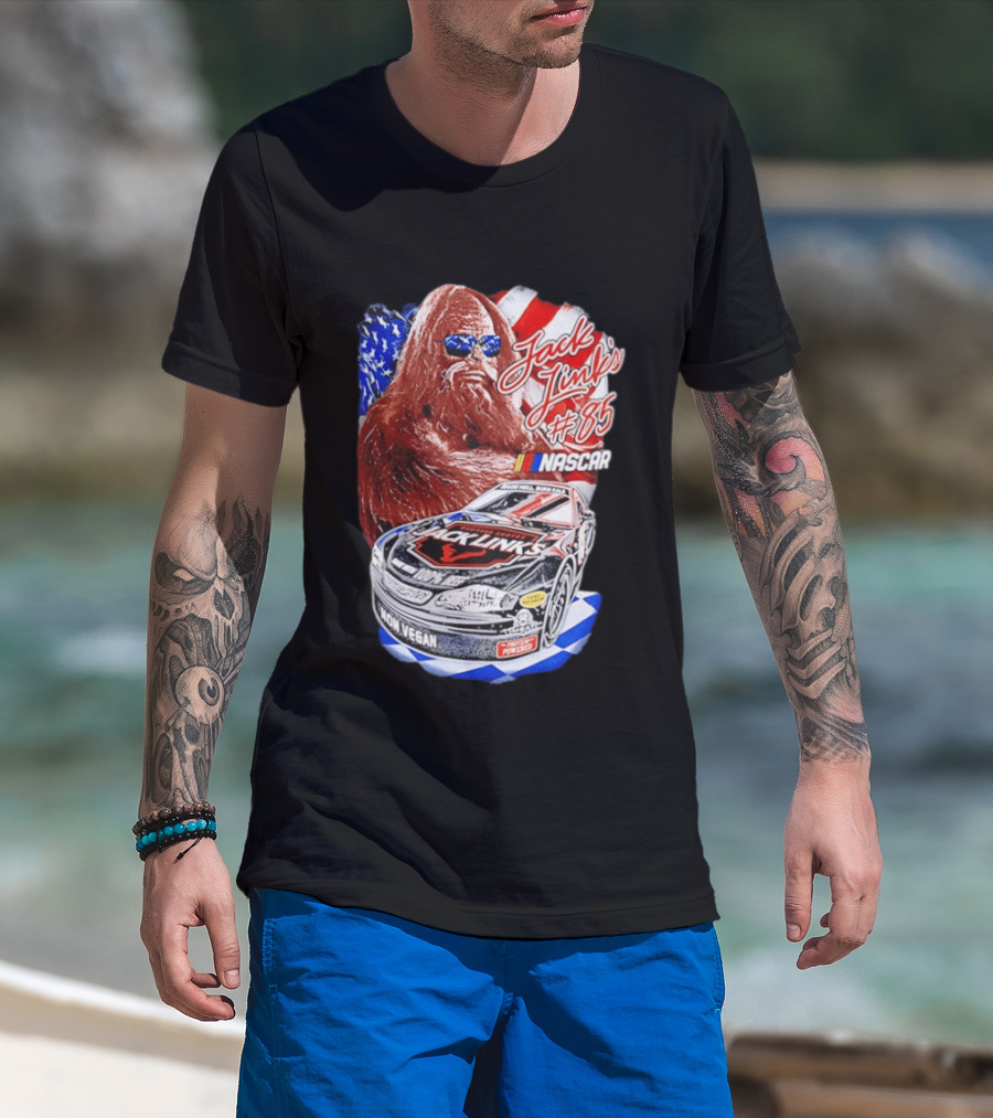 Jack Link's Bigfoot #85 NASCAR American Flag Non Vegan T-Shirt