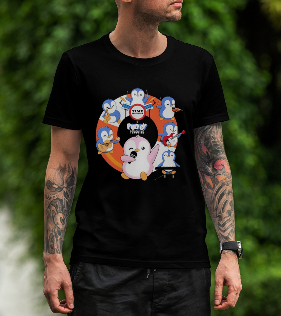 Pudgy Penguins Time Machine Band Musical Penguins Party T-Shirt