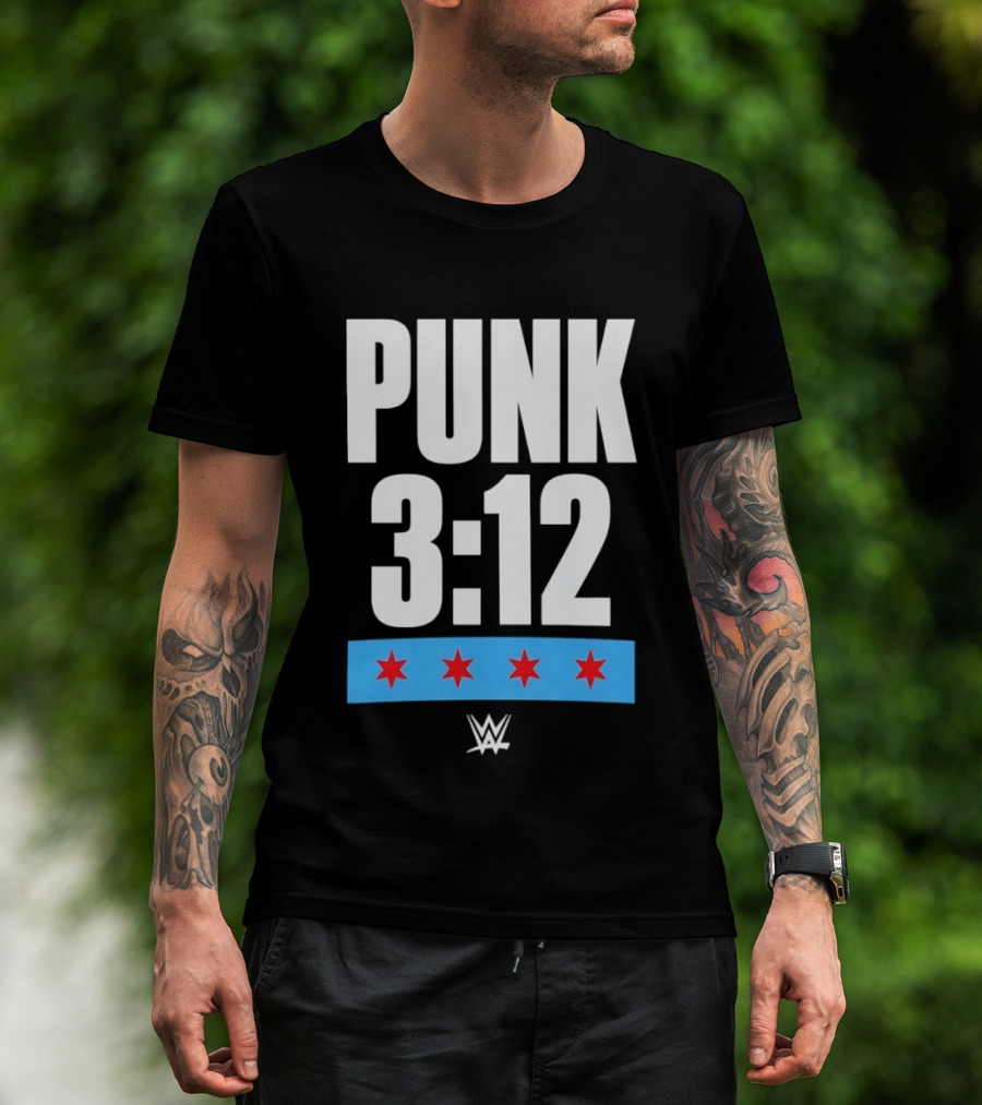 Punk 3 12 WWE CM Punk Wrestling Star Logo Four Red Stars T-Shirt