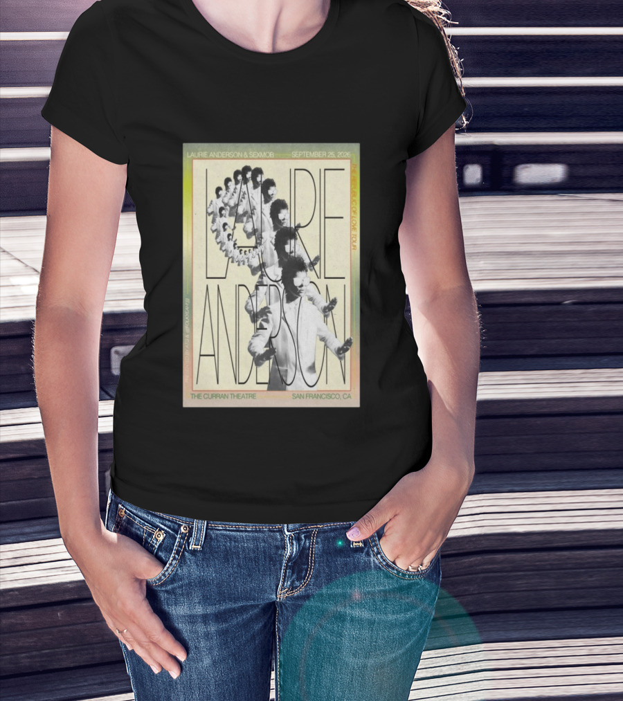 Laurie Anderson Curran Theatre September 25 2026 San Francisco Vaporwave Block Of Love Tour Sexmob T-Shirt