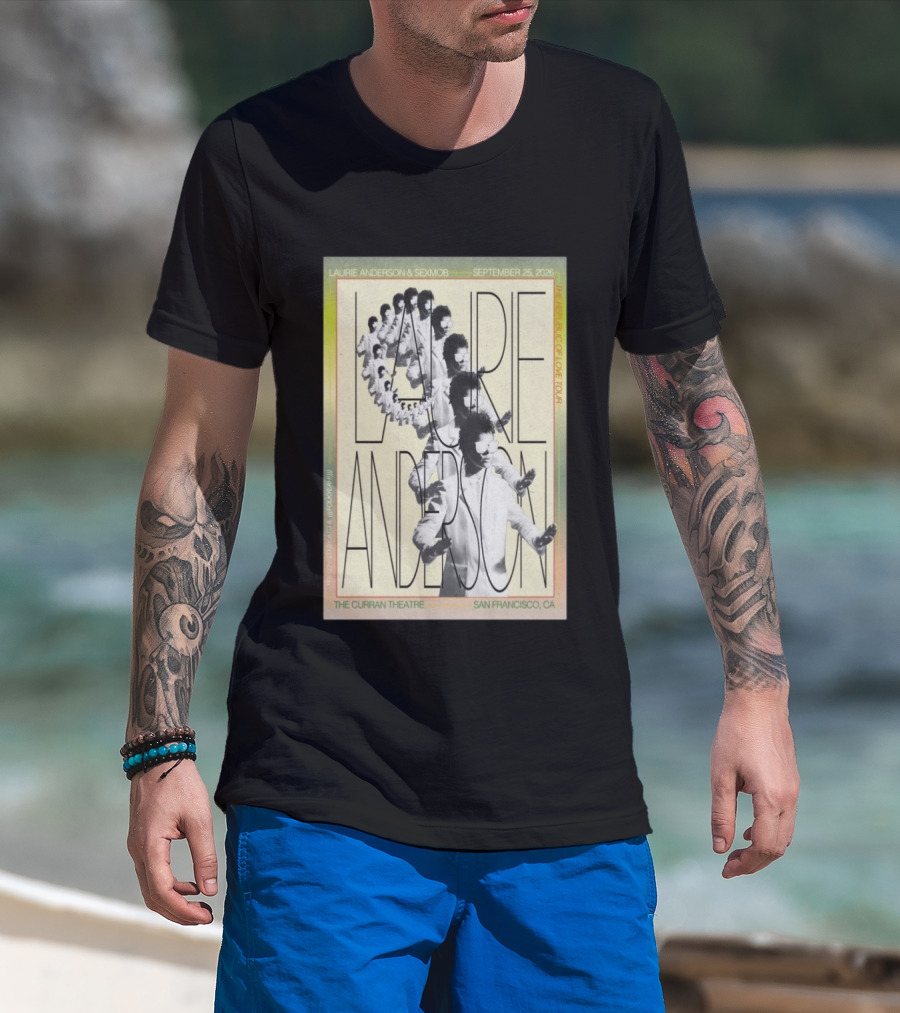 Laurie Anderson Curran Theatre September 25 2026 San Francisco Vaporwave Block Of Love Tour Sexmob T-Shirt