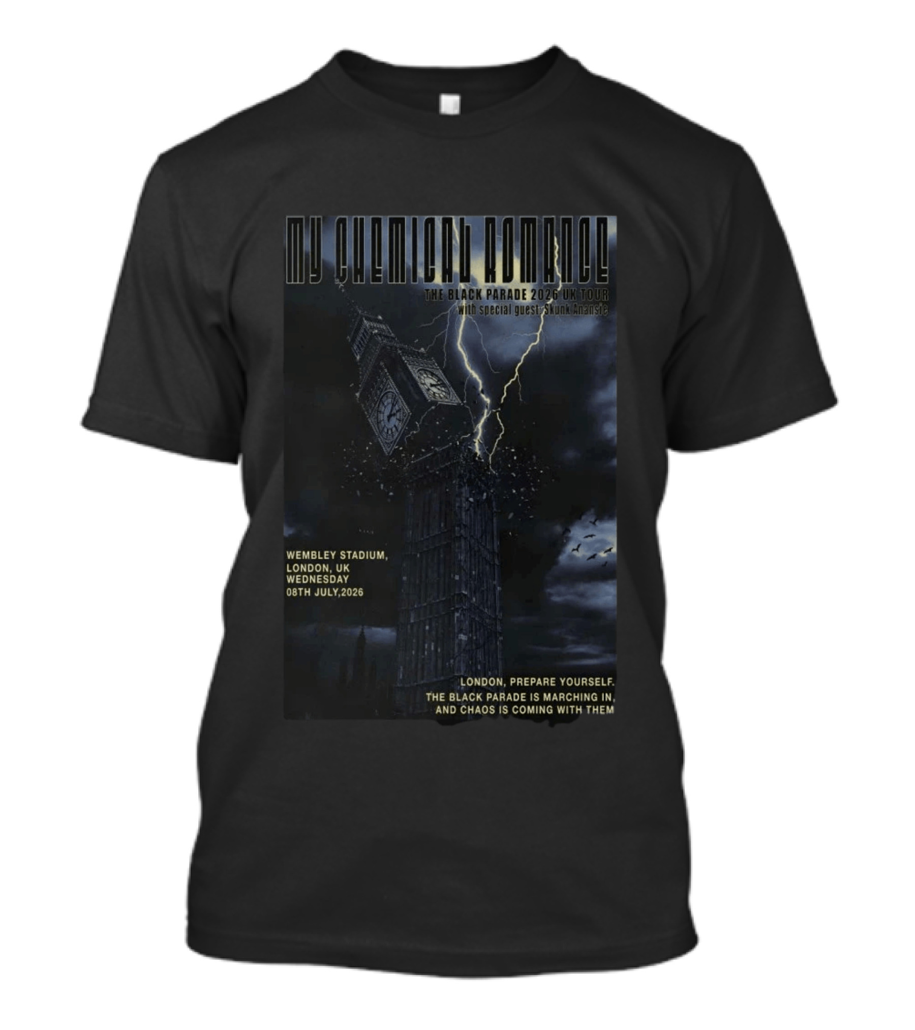 My Chemical Romance The Black Parade 2026 UK Tour Wembley Stadium London July 8 With Skunk Anansie T-Shirt