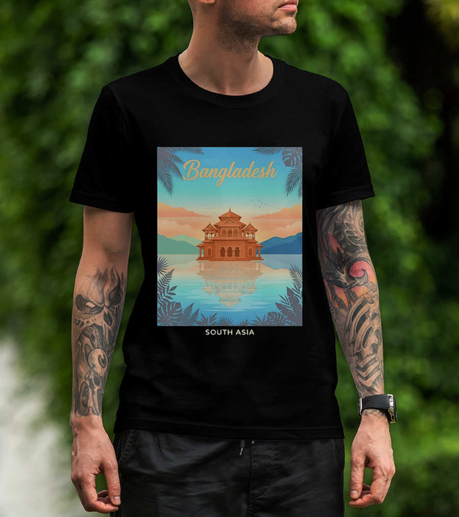 Bangladesh South Asia Travel Mosque On Water T-Shirt