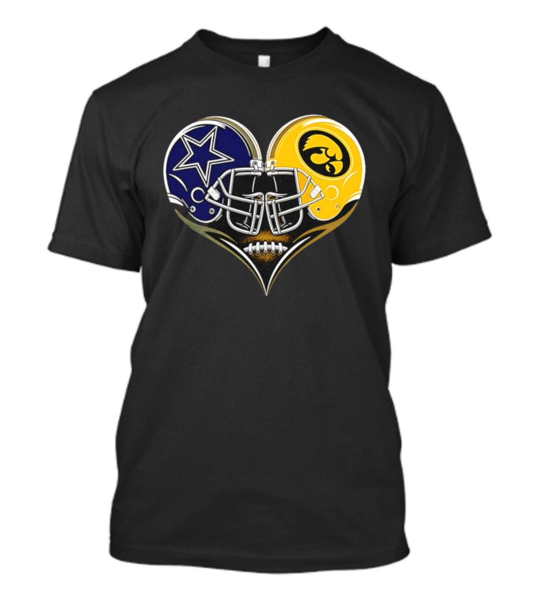 Dallas Cowboys And Iowa Hawkeyes Helmet Heart T-Shirt
