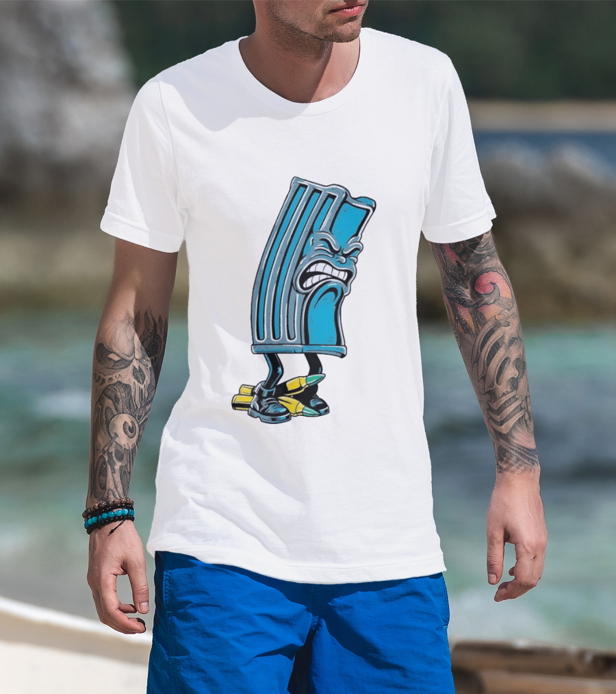 Angry Rifle Magazine With Walking Bullets T-Shirt