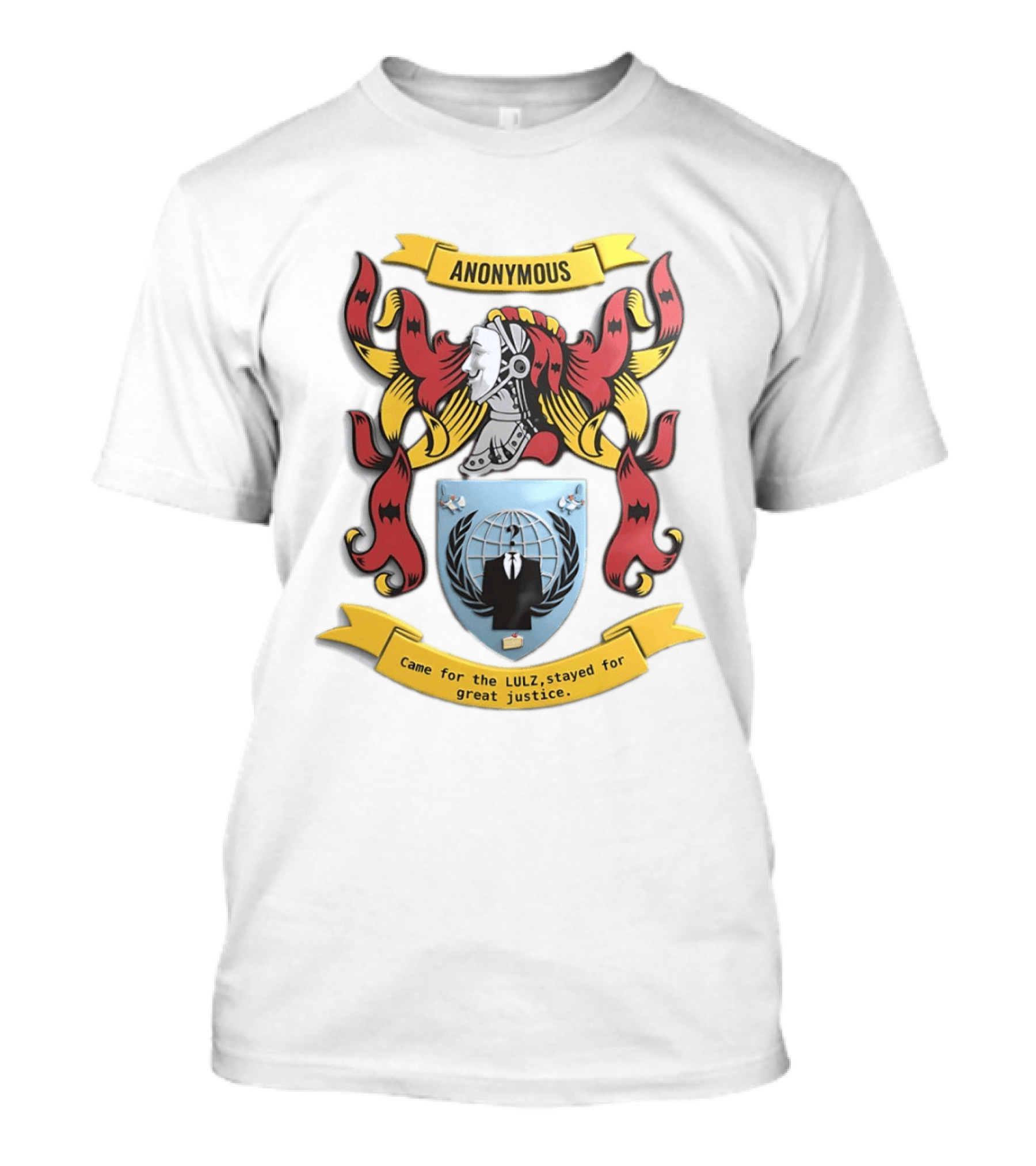Anonymous Coat Of Arms Came For The Lulz Stayed For Great Justice T-Shirt