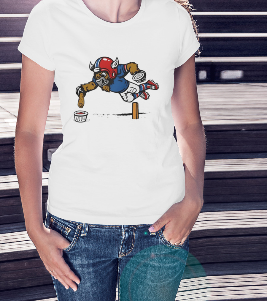 Buffalo Bills Pizza Logs Football Jumping Buffalo With Helmet And Snack T-Shirt