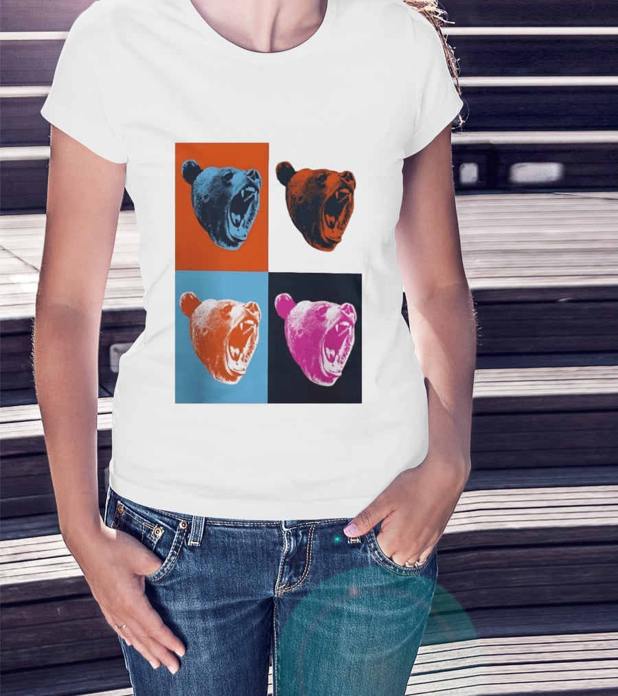 Chicago Bears 2026 Draft Party Pop Art Bear Heads Color Variations T-Shirt