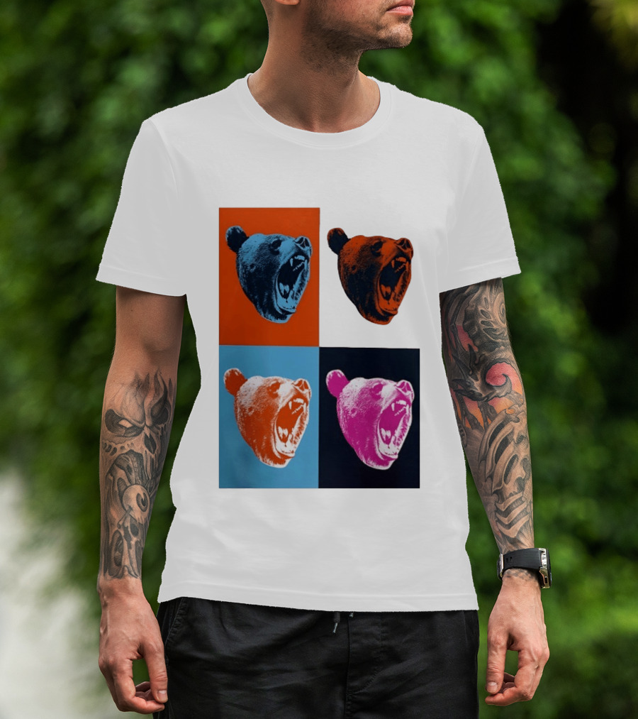 Chicago Bears 2026 Draft Party Pop Art Bear Heads Color Variations T-Shirt