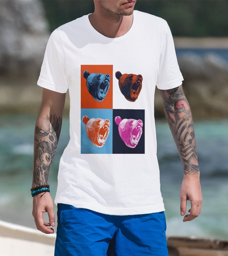 Chicago Bears 2026 Draft Party Pop Art Bear Heads Color Variations T-Shirt