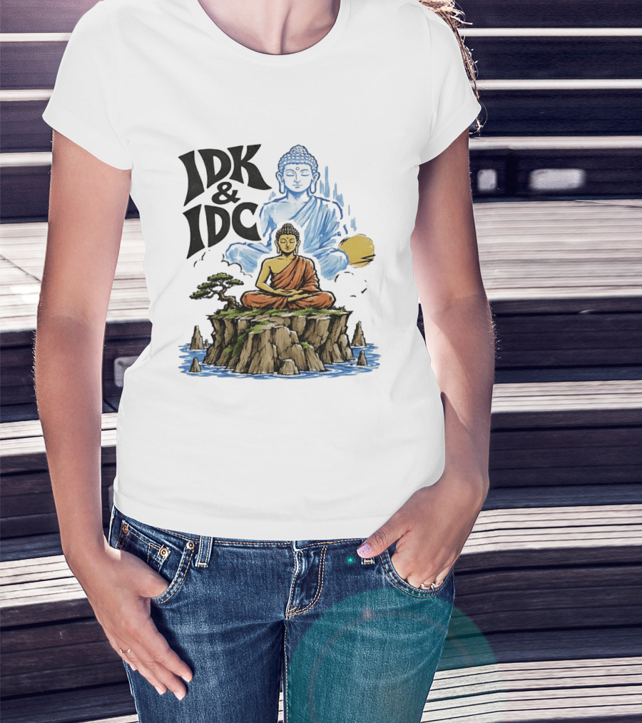 IDK IDC Buddha Meditating On Island With Zen Vibes And Spiritual Calm T-Shirt