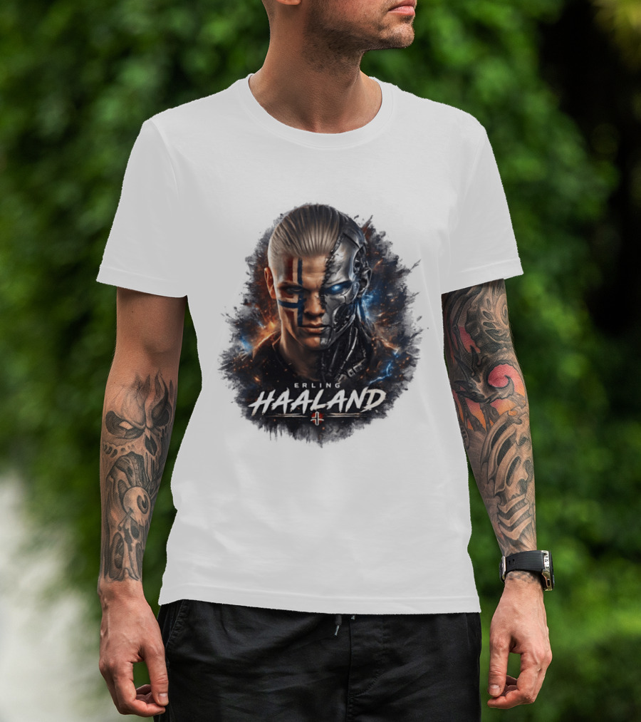 Erling Haaland Cyborg Manchester City Nordic Warrior T-Shirt