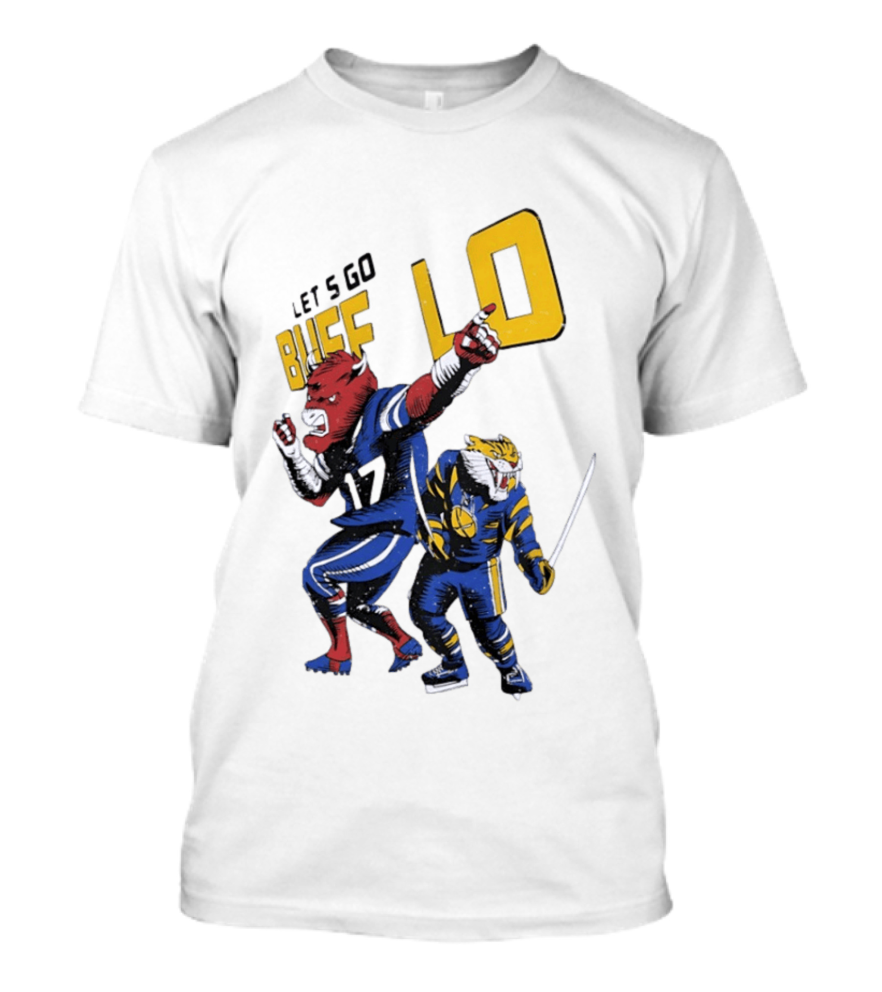 Let's Go Buffalo 17 Distressed Sports Mascots Football And Hockey T-Shirt