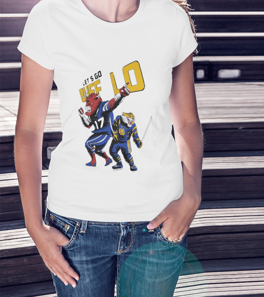 Let's Go Buffalo 17 Distressed Sports Mascots Football And Hockey T-Shirt