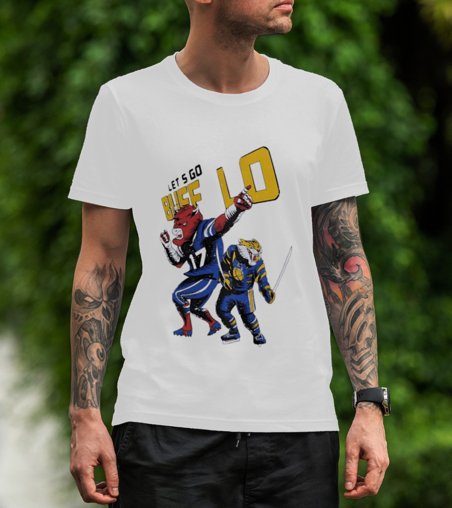 Let's Go Buffalo 17 Distressed Sports Mascots Football And Hockey T-Shirt