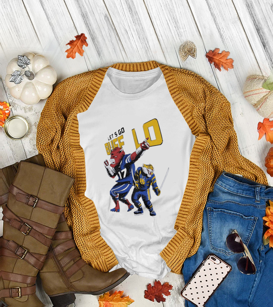 Let's Go Buffalo 17 Distressed Sports Mascots Football and Hockey T-Shirt