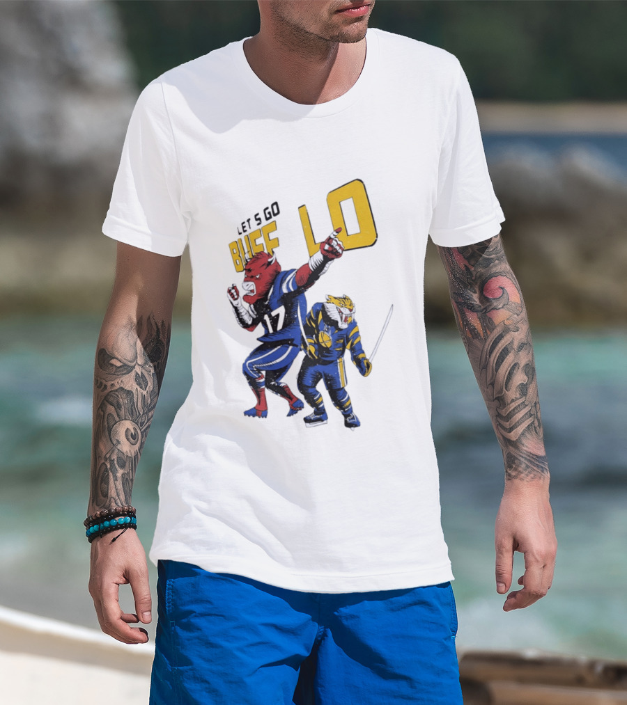 Let's Go Buffalo 17 Distressed Sports Mascots Football And Hockey T-Shirt