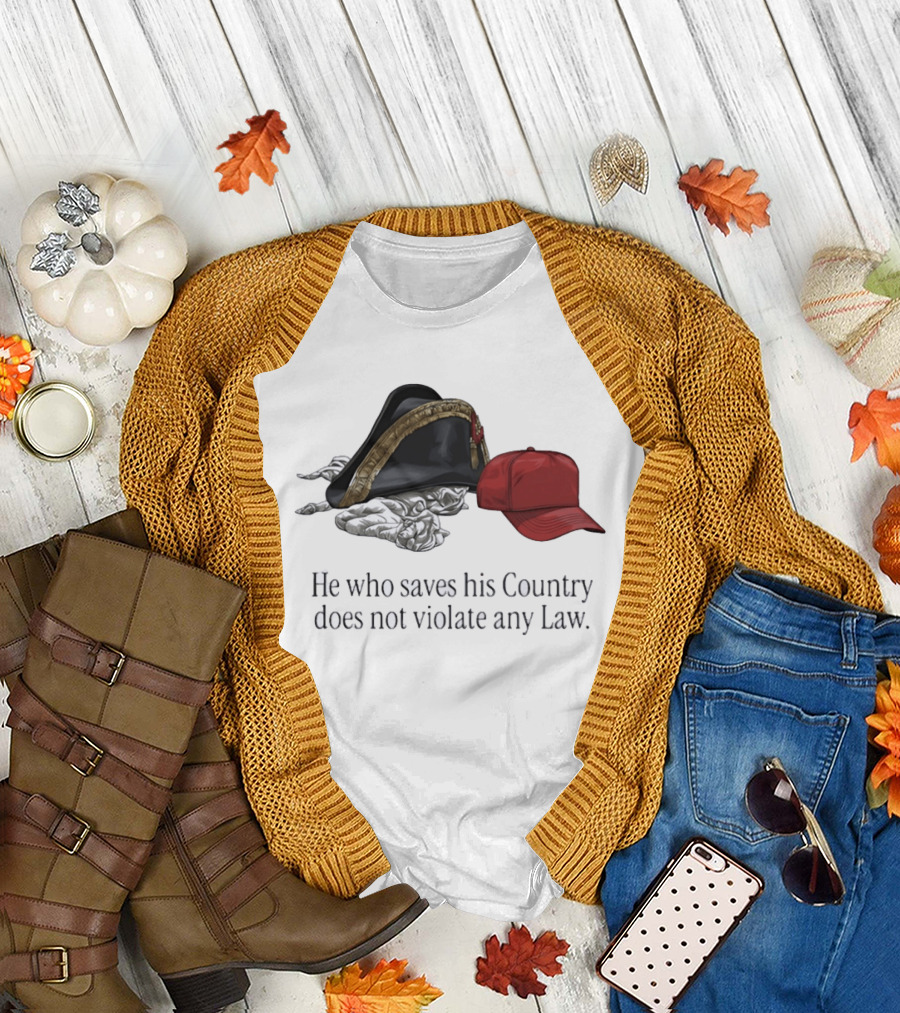 He Who Saves His Country Does Not Violate Any Law Tricorn Hat and Red Cap T-Shirt