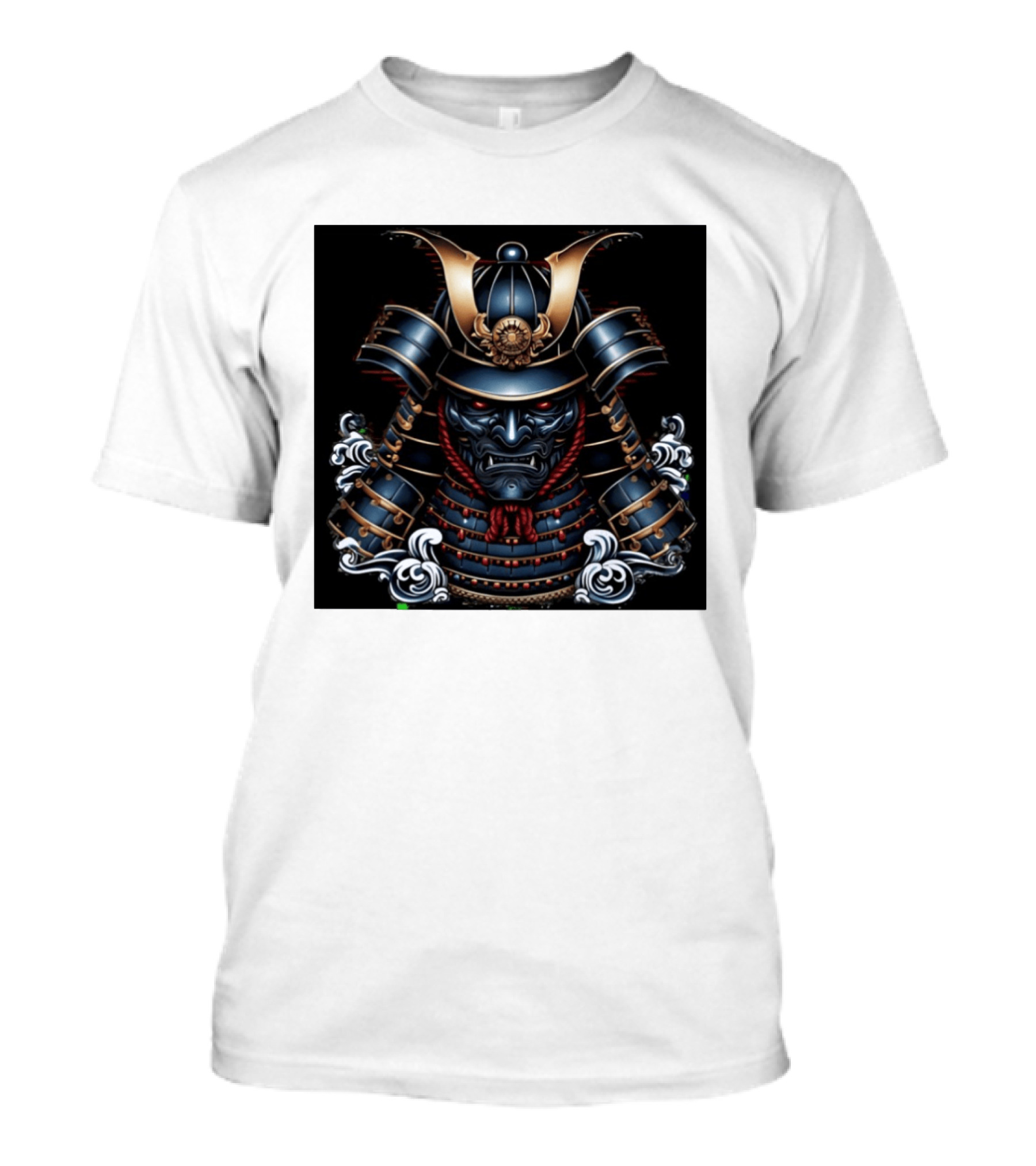 Samurai Warrior Mask Helmet With Traditional Armor And Red Accents T-Shirt
