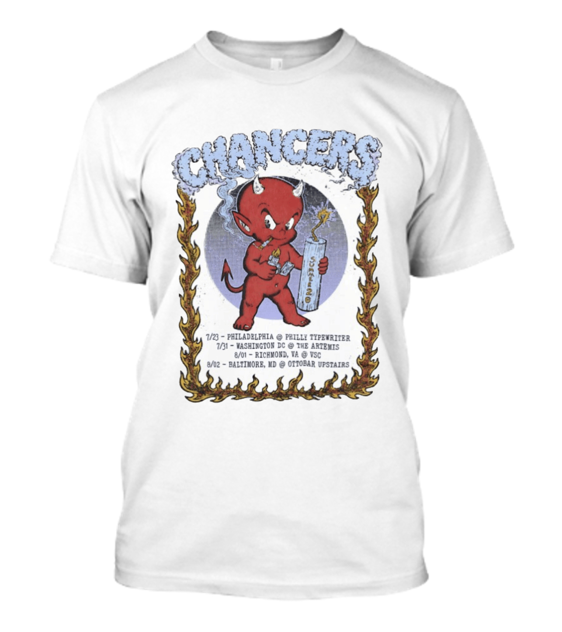 Chancers Hot Stuff The Little Devil Smoking Tour 2026 Philly Washington Richmond Baltimore T-Shirt