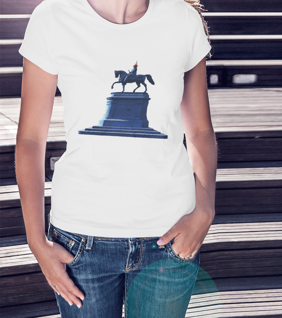 No Scotland No Party Tartan Takeover USA '26 Equestrian Statue With Traffic Cone T-Shirt