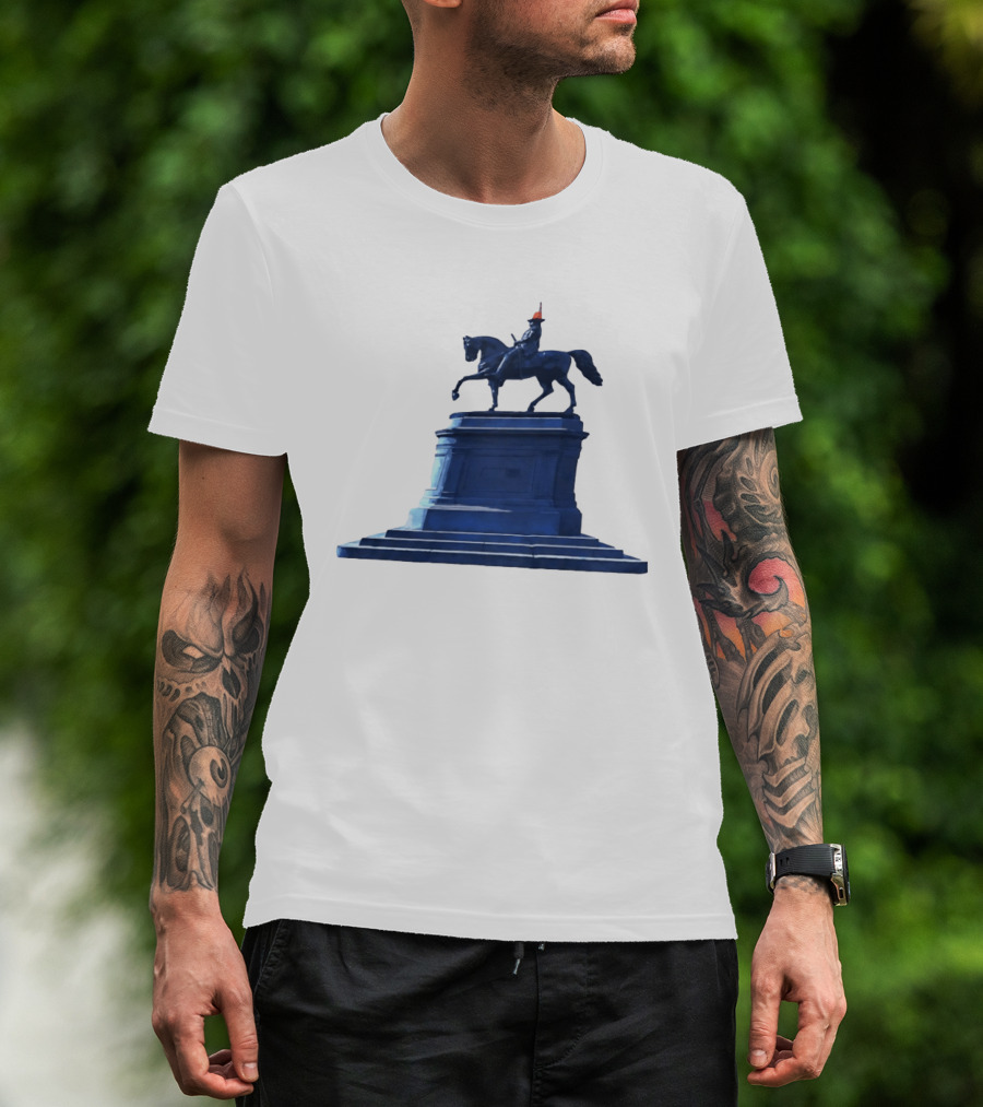 No Scotland No Party Tartan Takeover USA '26 Equestrian Statue With Traffic Cone T-Shirt