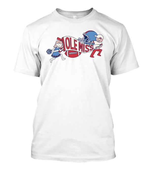 Ole Miss Cheerleader And Football Player Waving Pennant And Helmet T-Shirt
