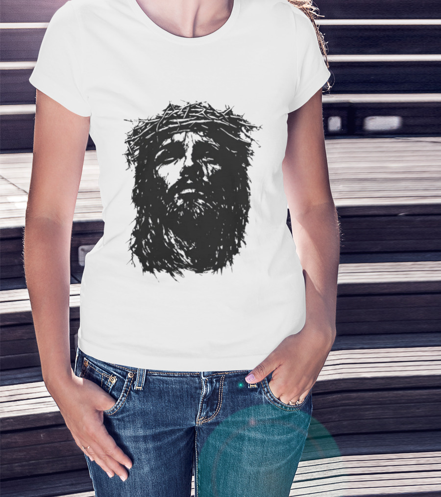 Unforsaken No Greater Love Jesus Crown Of Thorns Face T-Shirt