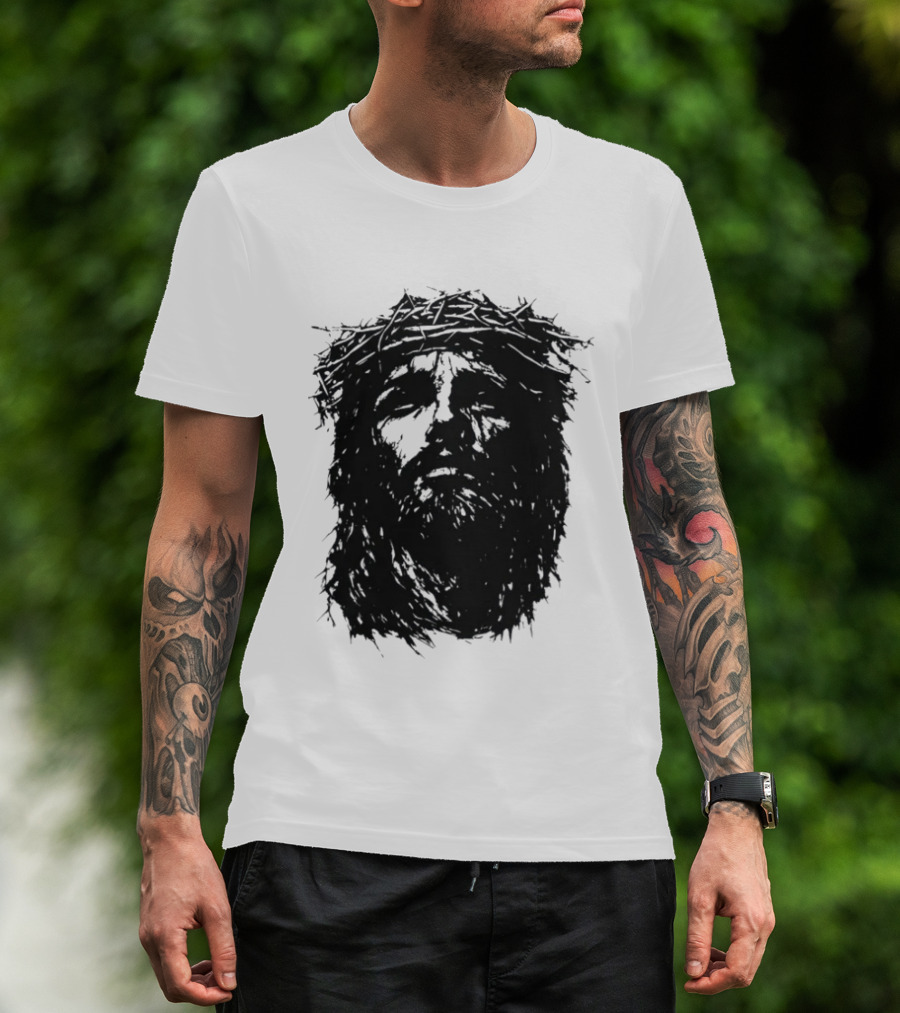 Unforsaken No Greater Love Jesus Crown Of Thorns Face T-Shirt