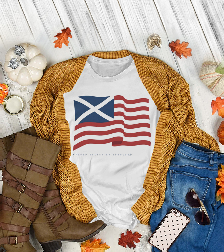 United States of Scotland Flag USA Scottish American Symbol Mashup T-Shirt
