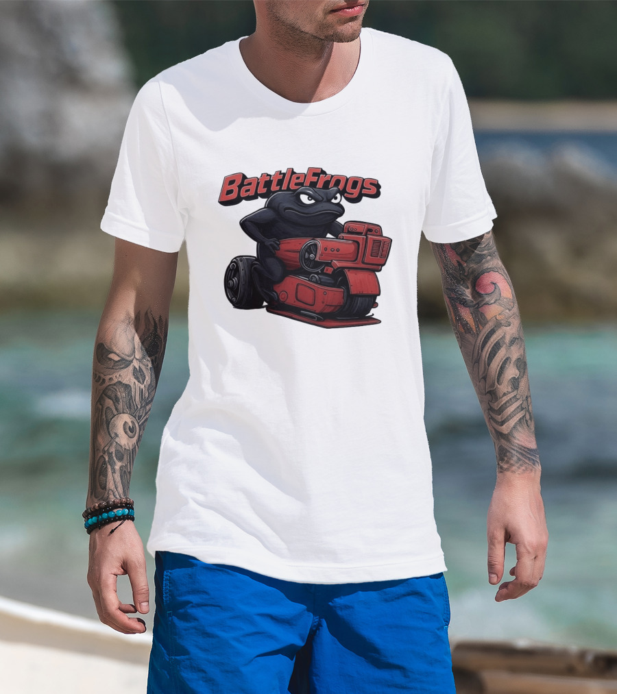 BattleFrogs Frog Riding Red Motorcycle T-Shirt