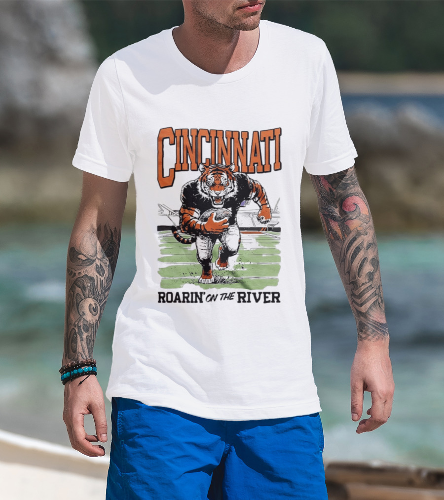 Cincinnati Roarin On The River Tiger Football Tiger T-Shirt