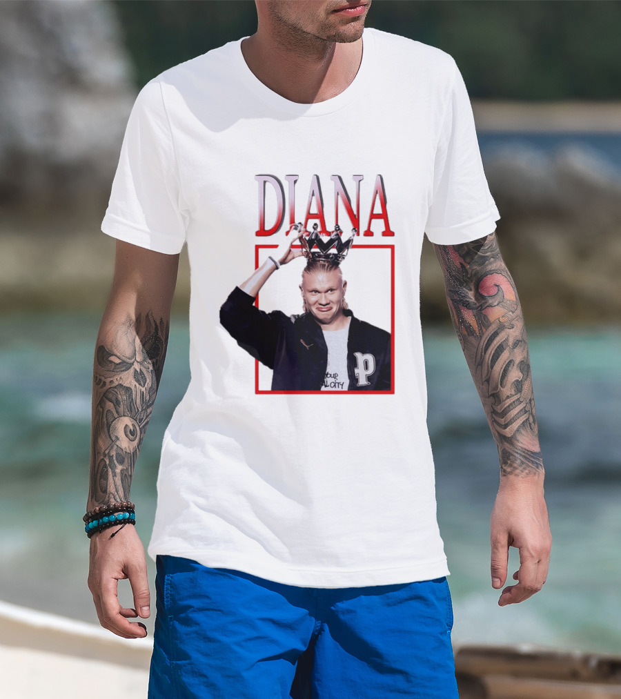 Erling Haaland Diana The People's Princess P Letter Jacket Crown T-Shirt