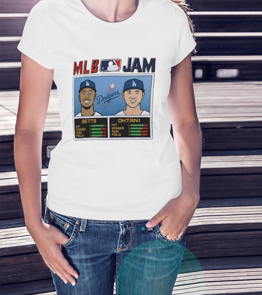 MLB Jam Mookie Betts Shohei Ohtani Dodgers Hit Power Run Field T-Shirt