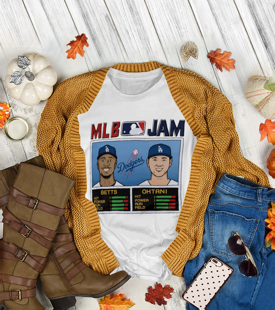 MLB Jam Mookie Betts Shohei Ohtani Dodgers Hit Power Run Field T-Shirt