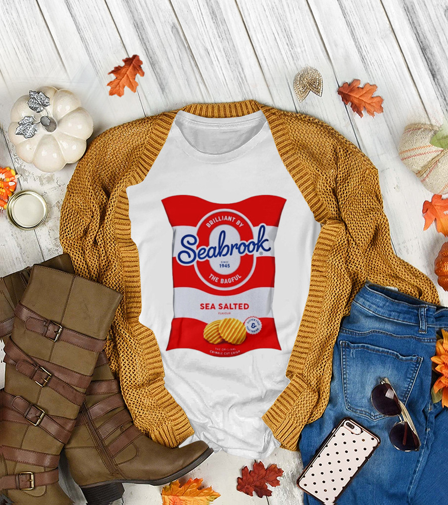 Seabrook Brilliant By The Bagful Sea Salted Flavour Since 1945 Crinkle Cut Crisps Gluten Free Vegetarian T-Shirt